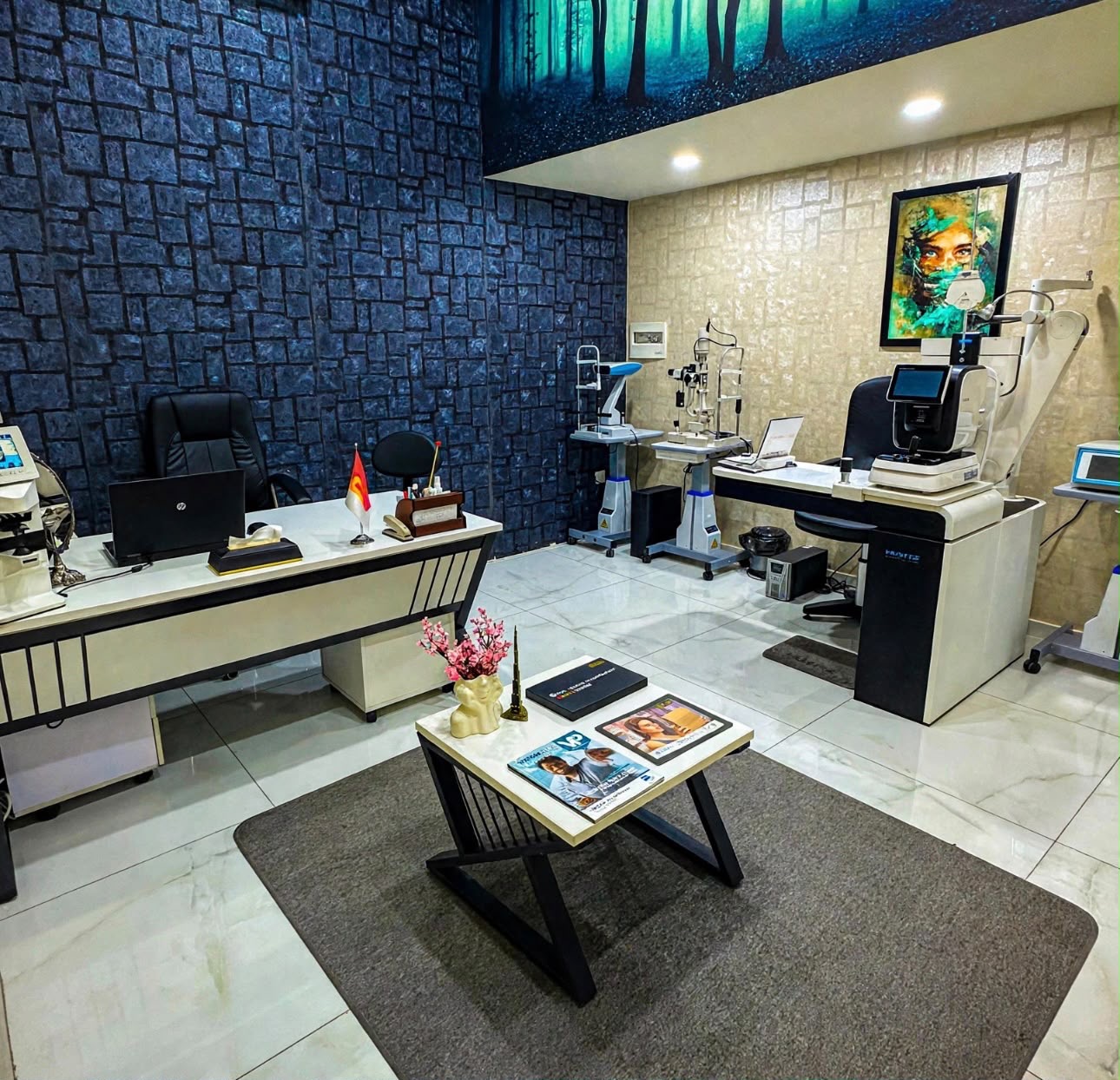 Eye examination room at Rawand Optical