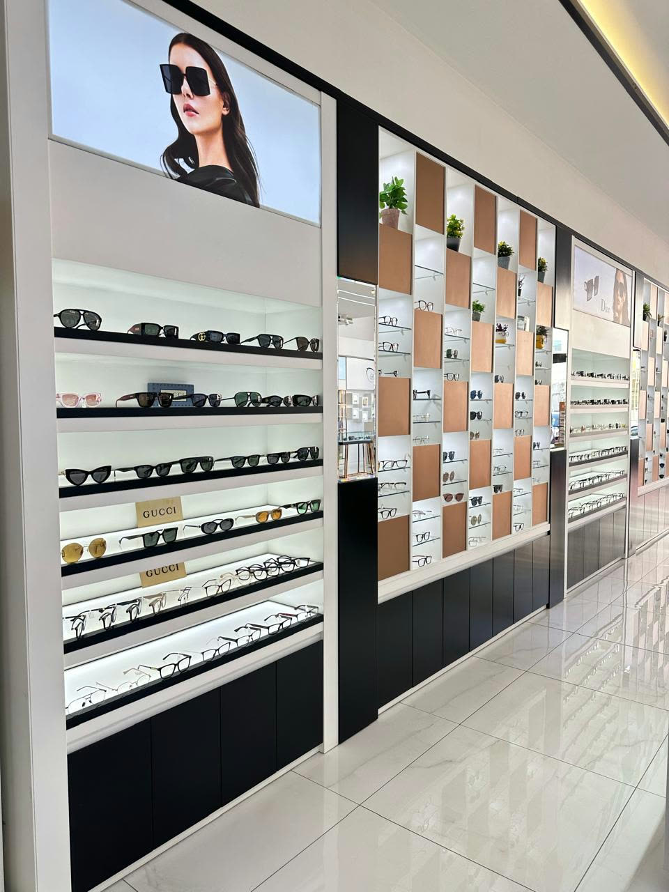 Eyewear display inside a Rawand Optical shop